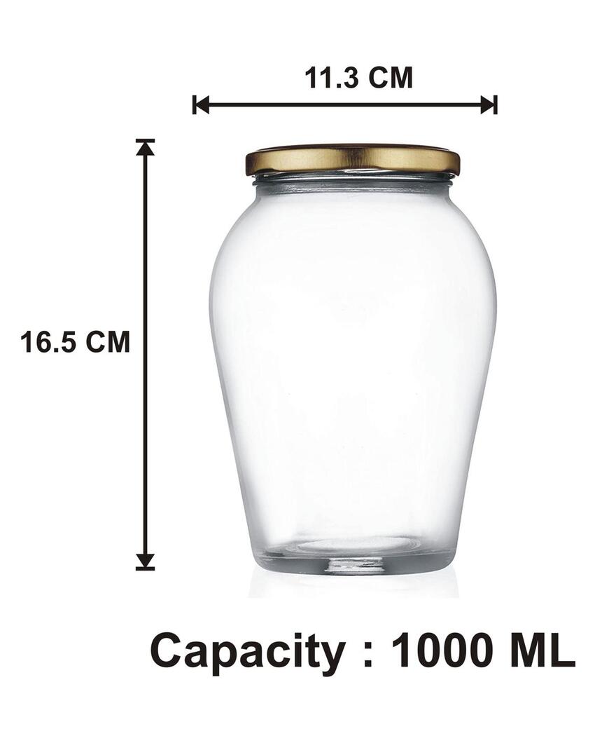 Spacious Somil Clear Glass Jar for Kitchen Pantry Storage | 1000 ML | 5 x 5 inches