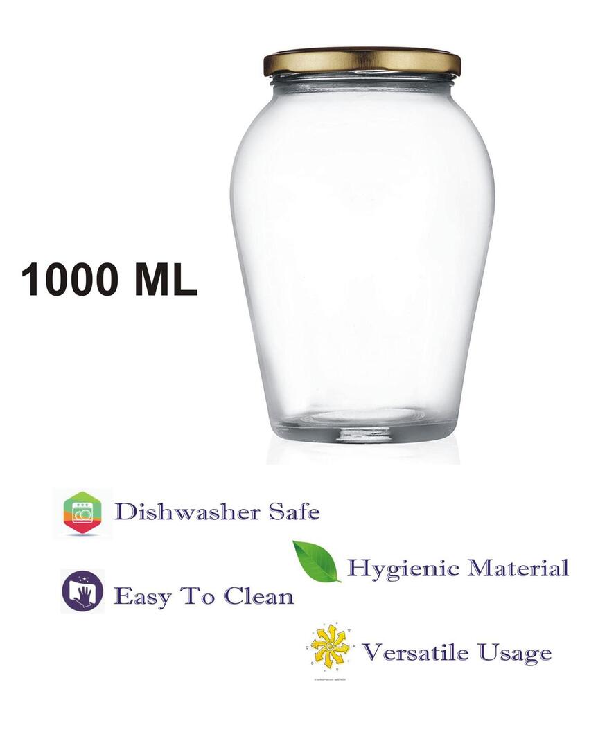 Spacious Somil Clear Glass Jar for Kitchen Pantry Storage | 1000 ML | 5 x 5 inches