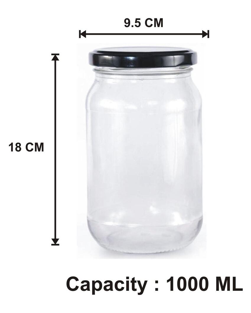 Medium Somil Clear Glass Jar for Home and Kitchen Organization | 1000 ML | 4 x 4 inches