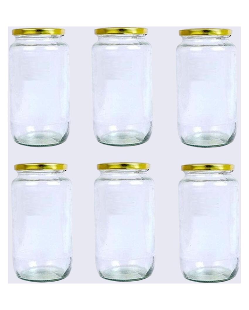 Somil Compact Clear Glass Jar for Efficient Kitchen Storage | 1000 ML | 4 x 4 inches