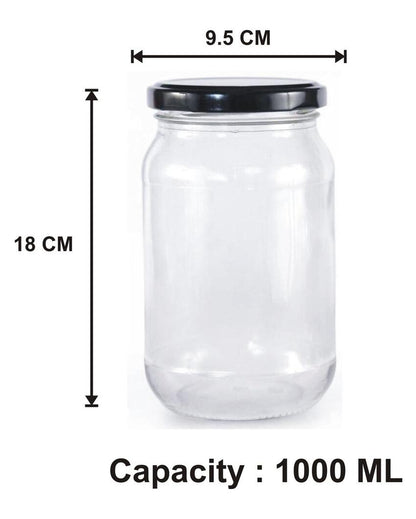 Versatile Somil Clear Glass Storage Jar for Kitchen Use | 1000 ML | 4 x 4 inches