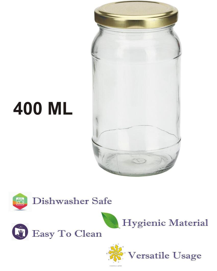 Small Somil Clear Glass Jar for Kitchen Storage and Organization | 400 ML | 3 x 3 inches