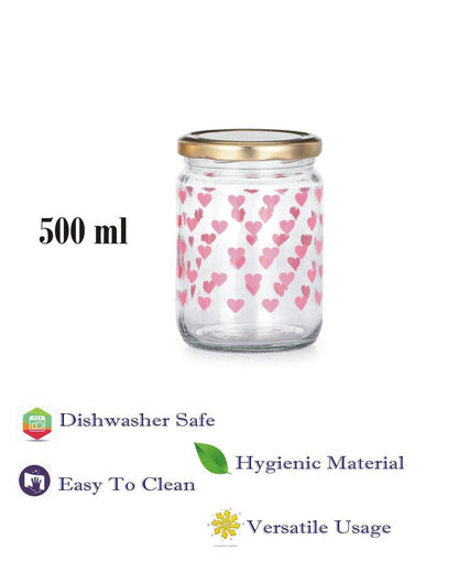 Somil Clear Glass Storage Jar for Multipurpose Kitchen Use | 500 ML | 4 x 4 inches