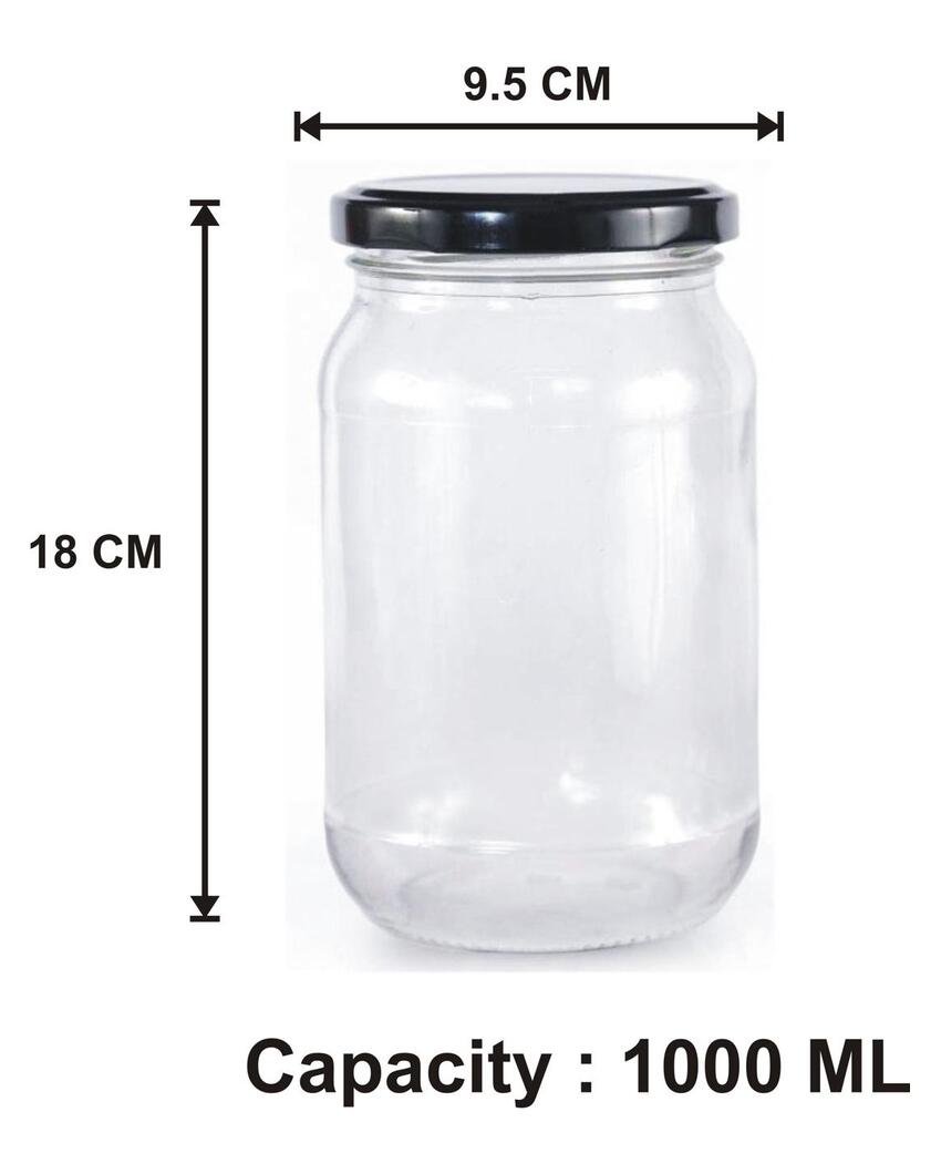 Spacious Clear Glass Storage Jar for Home and Kitchen | 1000 ML | 4 x 8 inches