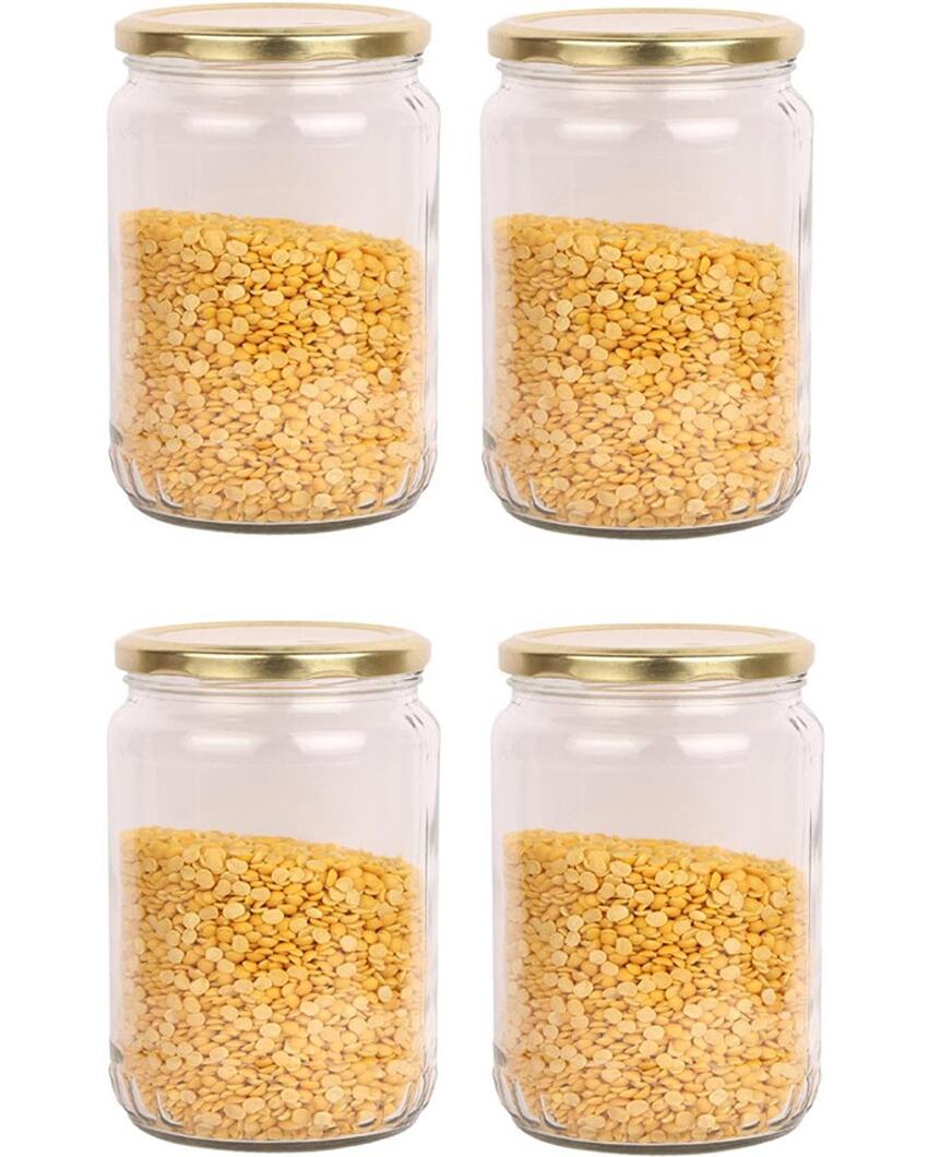 Spacious Clear Glass Storage Jar for Home and Kitchen | 1000 ML | 4 x 8 inches