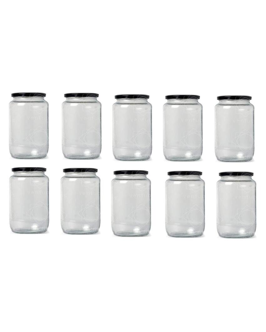 Clear Glass Storage Jar for Kitchen Essentials and Pantry Organization | 1000 ML | 4 x 8 inches