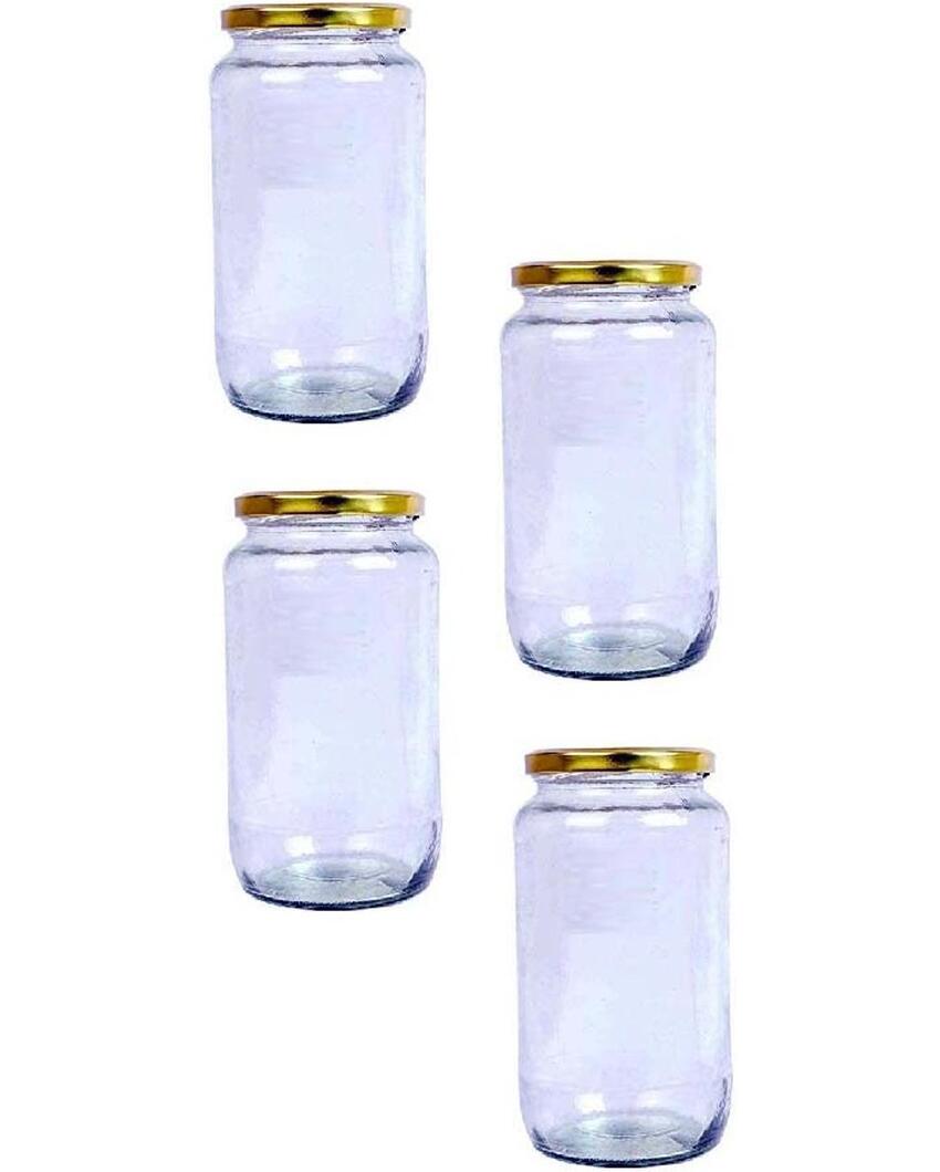 Clear Glass Storage Jar for Kitchen Essentials and Pantry Organization | 1000 ML | 4 x 8 inches