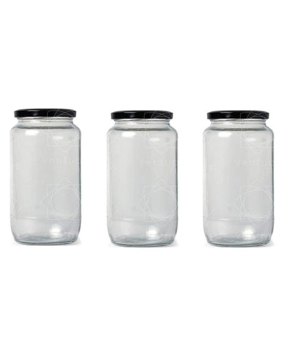 Clear Glass Storage Jar for Kitchen Essentials and Pantry Organization | 1000 ML | 4 x 8 inches