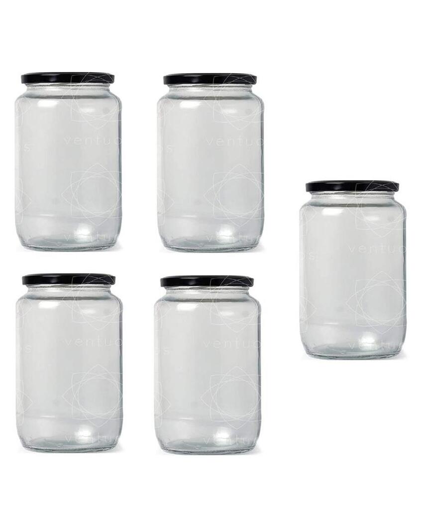 Clear Glass Storage Jar for Kitchen Essentials and Pantry Organization | 1000 ML | 4 x 8 inches