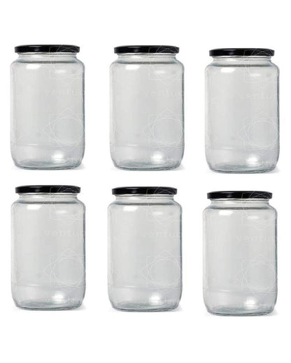 Clear Glass Storage Jar for Kitchen Essentials and Pantry Organization | 1000 ML | 4 x 8 inches