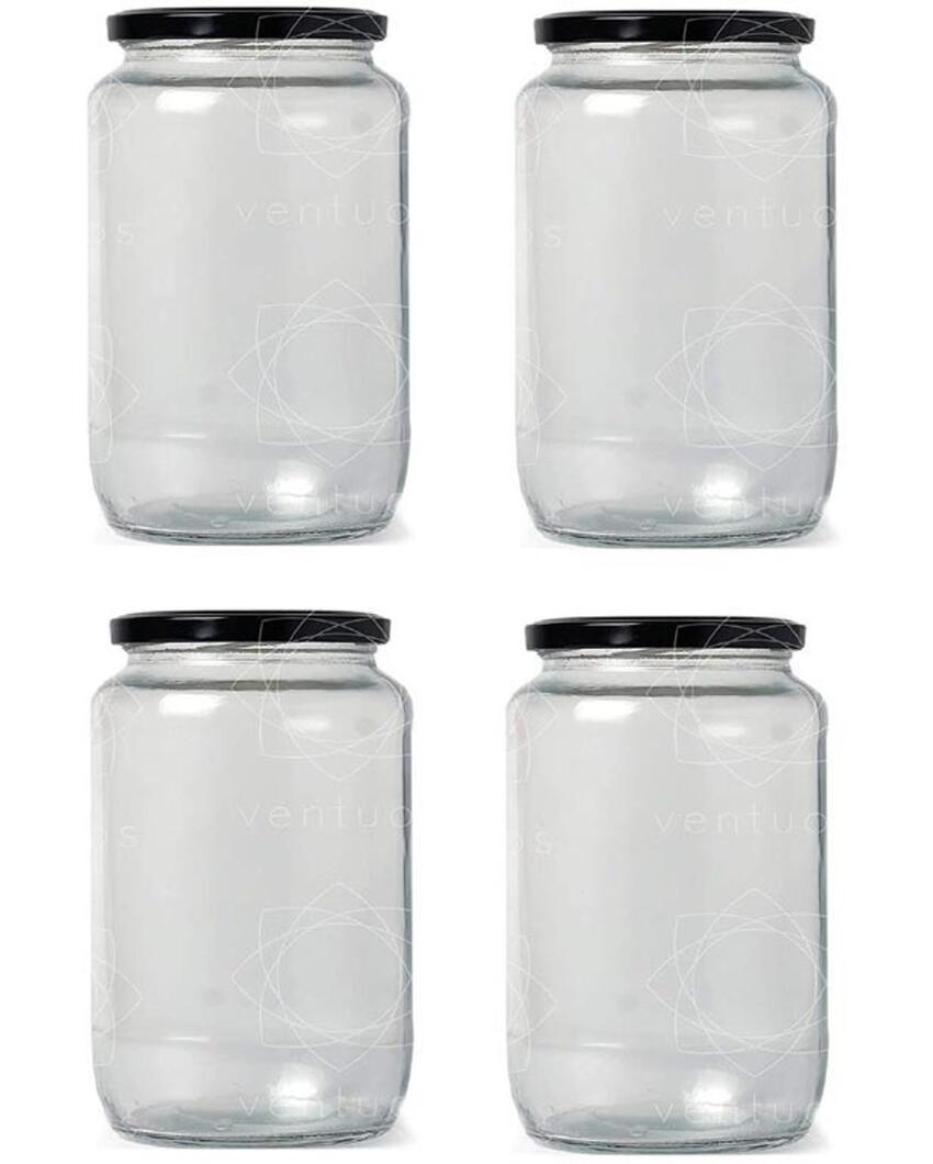 Clear Glass Storage Jar for Kitchen Essentials and Pantry Organization | 1000 ML | 4 x 8 inches