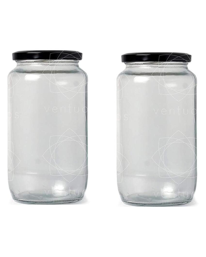 Versatile Clear Glass Cookie Jar for Kitchen and Home Essentials | 1000 ML | 4 x 8 inches