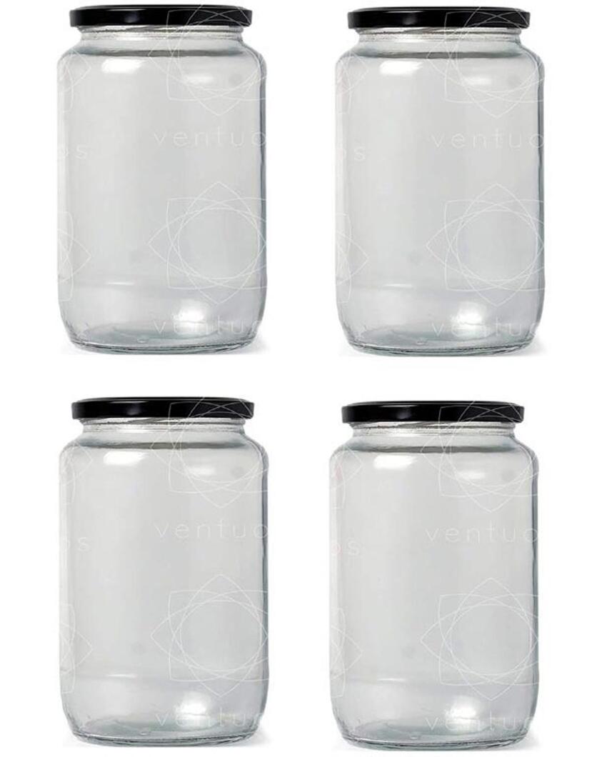 Versatile Clear Glass Cookie Jar for Kitchen and Home Essentials | 1000 ML | 4 x 8 inches