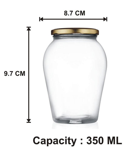 Compact Clear Glass Cookie Jar for Kitchen and Home Organization | 350 ML | 4 x 4 inches