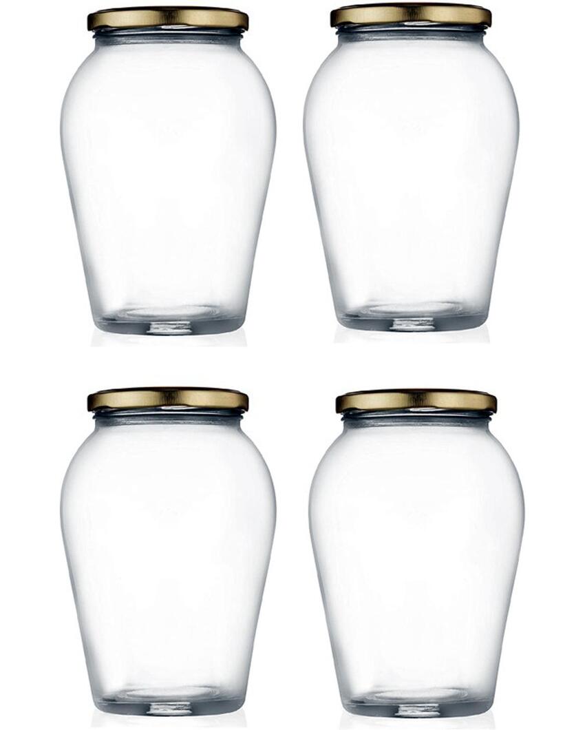 Compact Clear Glass Cookie Jar for Home Pantry | 350 ML | 4 x 4 inches