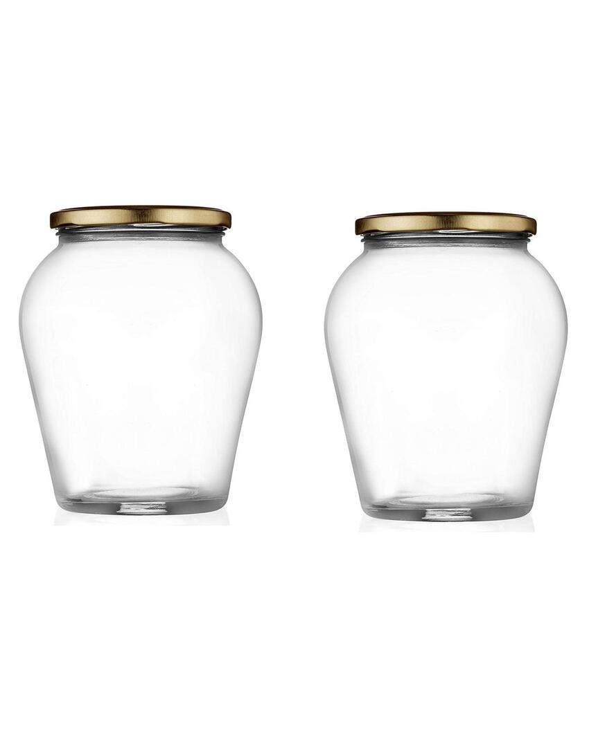 Compact Clear Glass Cookie Jar for Home Pantry | 350 ML | 4 x 4 inches