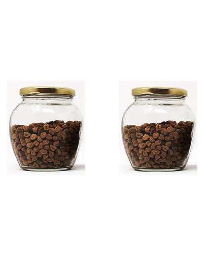 Compact Clear Glass Cookie Jar for Kitchen Storage | 350 ML | 4 x 4 inches