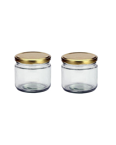 Compact Clear Glass Cookie Jar for Kitchen Essentials | 350 ML | 4 x 4 inches