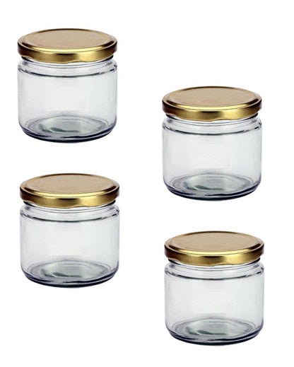 Compact Clear Glass Cookie Jar for Kitchen Essentials | 350 ML | 4 x 4 inches