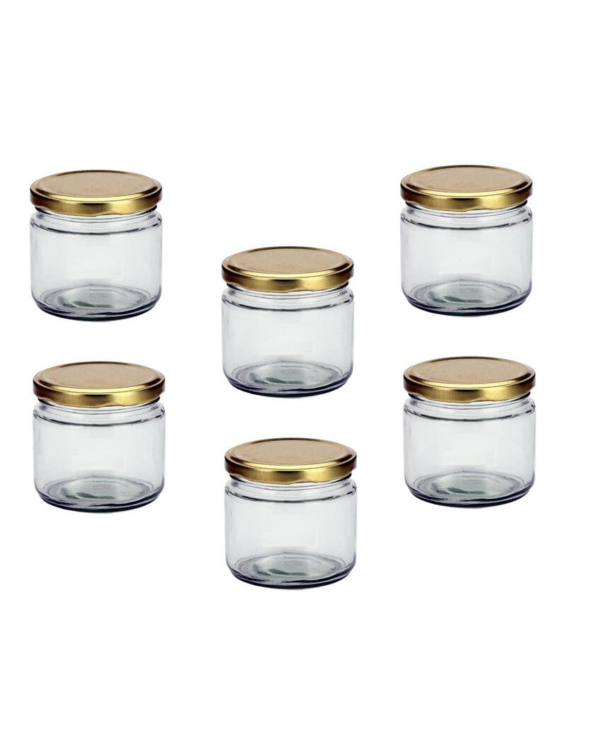 Compact Clear Glass Cookie Jar for Kitchen Essentials | 350 ML | 4 x 4 inches