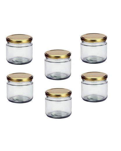 Compact Clear Glass Cookie Jar for Kitchen Essentials | 350 ML | 4 x 4 inches