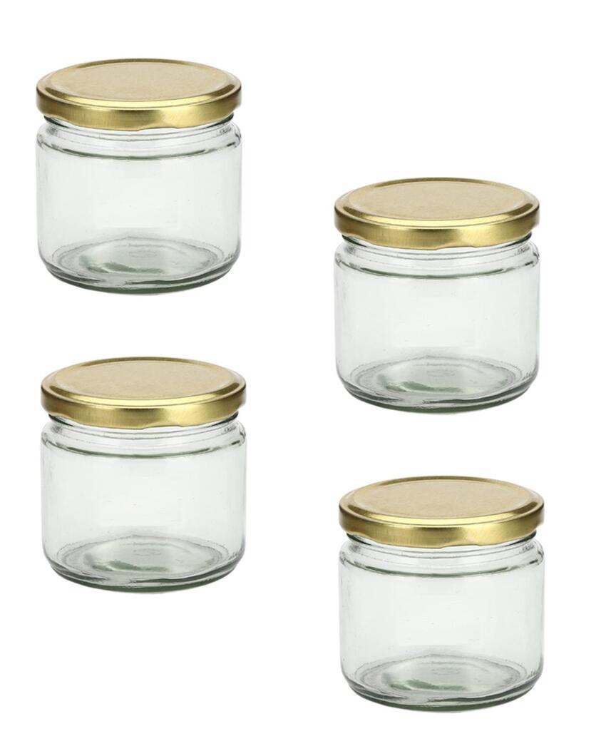 Compact Clear Glass Cookie Jar for Kitchen Essentials | 350 ML | 4 x 4 inches