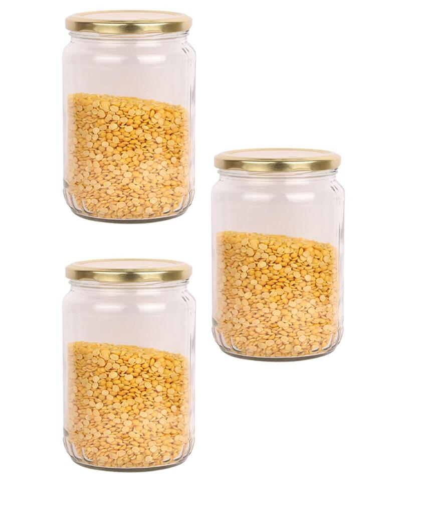 Medium Clear Glass Cookie Jar for Pantry and Kitchen Use | 1000 ML | 4 x 8 inches