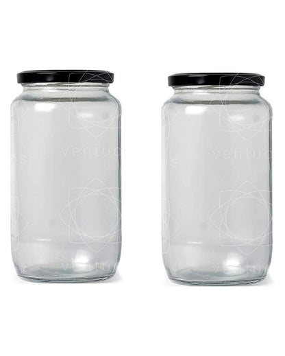 Compact Clear Glass Cookie Jar for Pantry Organization | 1000 ML | 4 x 8 inches