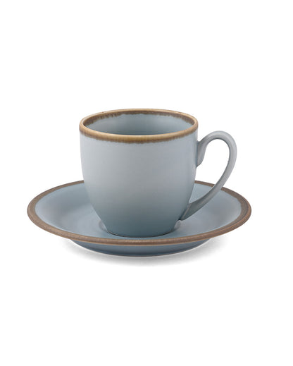 Crackled Matt Finish Porcelain Cups & Saucers | Set of 12