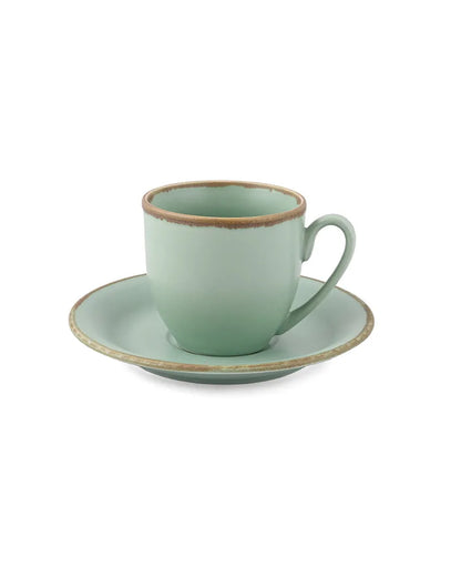 Crackled Matt Finish Porcelain Cups & Saucers | Set Of 12