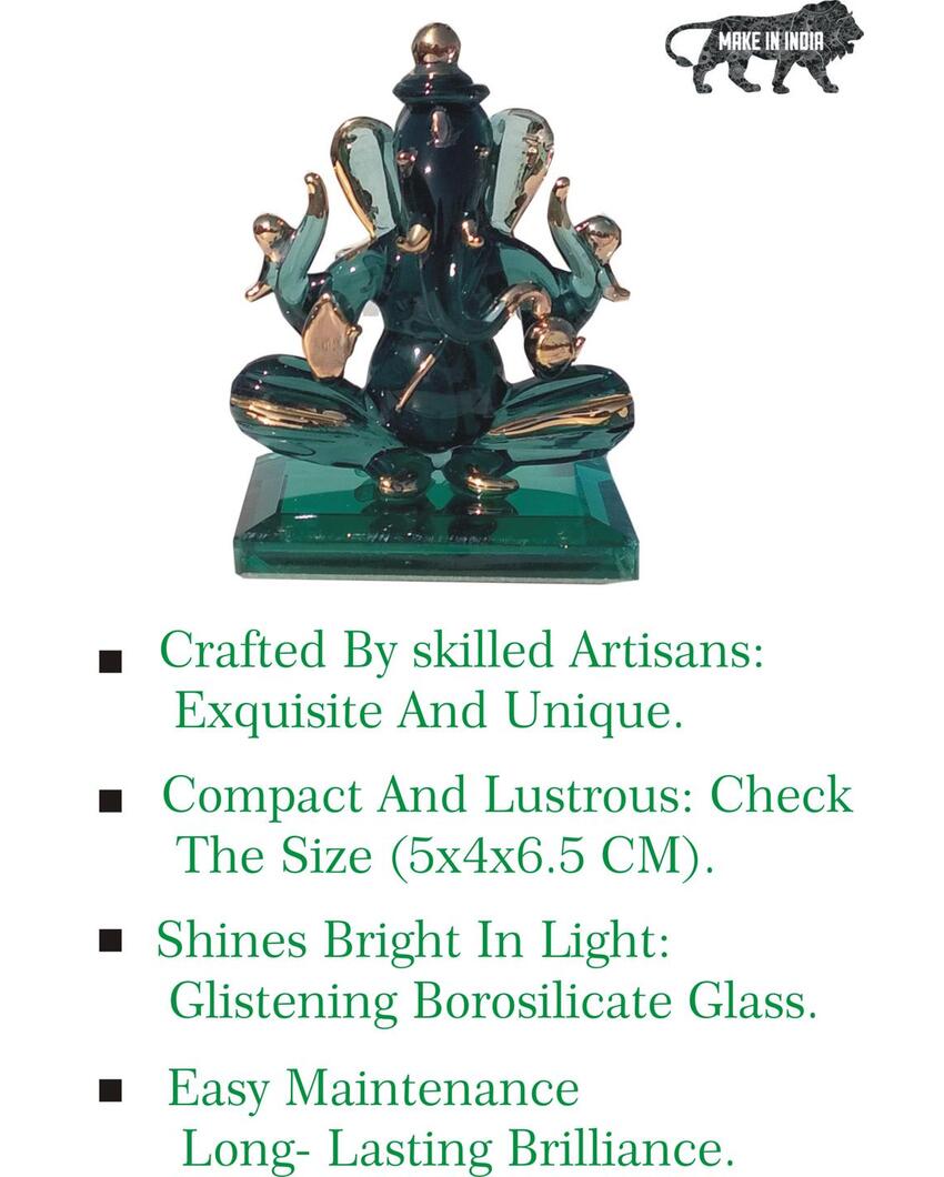 Elegant Ganesha Double Face Statue Gold Polished Crystal Glass Showpiece | 2 x 3 inches