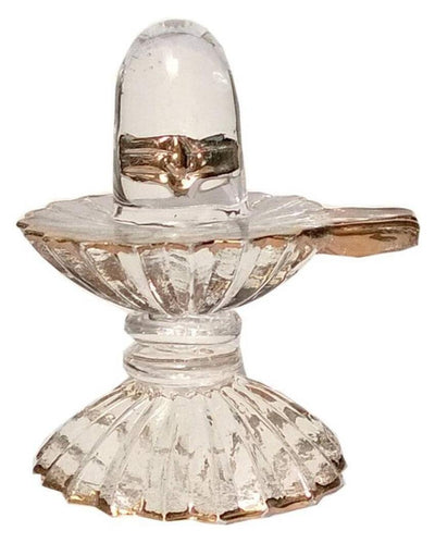 Shivling with Golden Polish Crystal Glass Showpiece | 3 x 2 inches