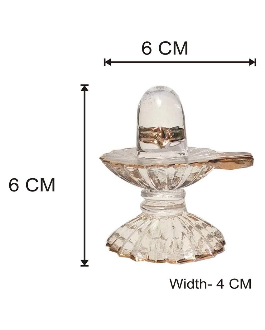 Shivling with Golden Polish Crystal Glass Showpiece | 3 x 2 inches