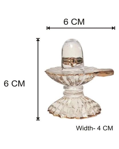 Shivling with Golden Polish Crystal Glass Showpiece | 3 x 2 inches
