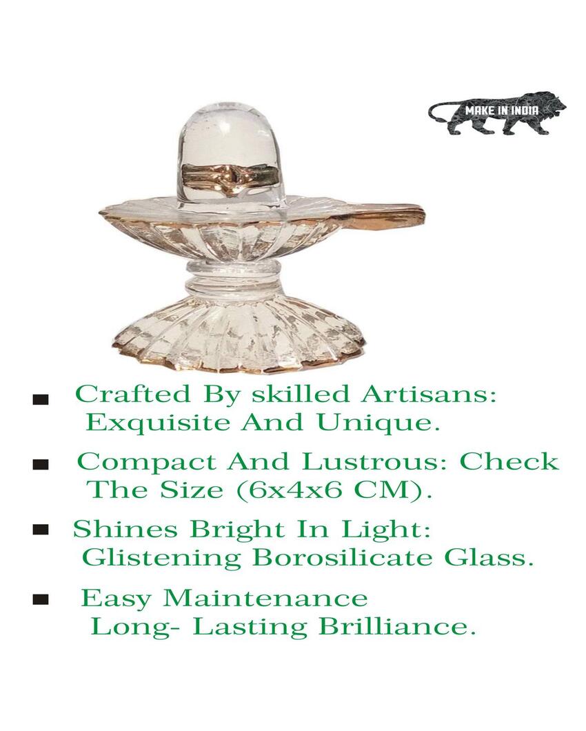 Shivling with Golden Polish Crystal Glass Showpiece | 3 x 2 inches
