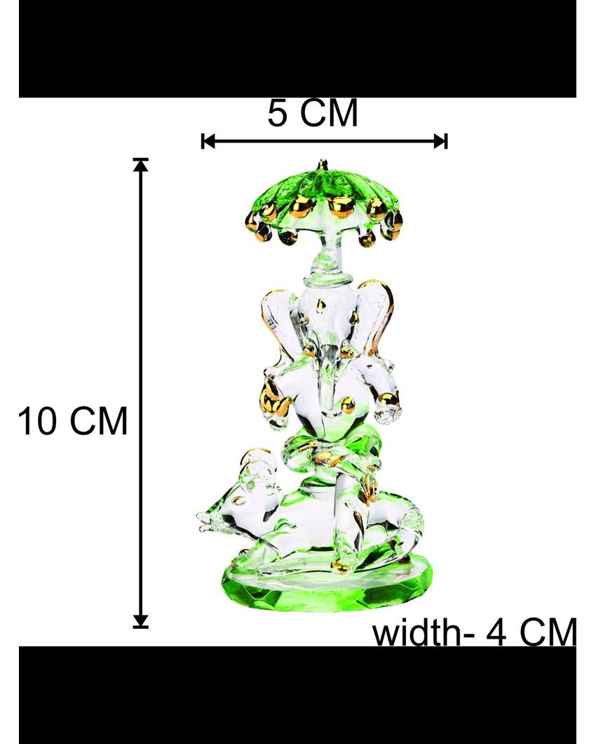 Majestic Ganesha on Mushak Gold Polished Crystal Glass Showpiece | 2 x 4 inches