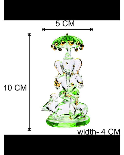 Majestic Ganesha on Mushak Gold Polished Crystal Glass Showpiece | 2 x 4 inches