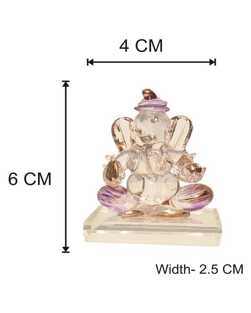 Ganesha Crystal Glass Showpiece | 2 x 1 x 3 inches