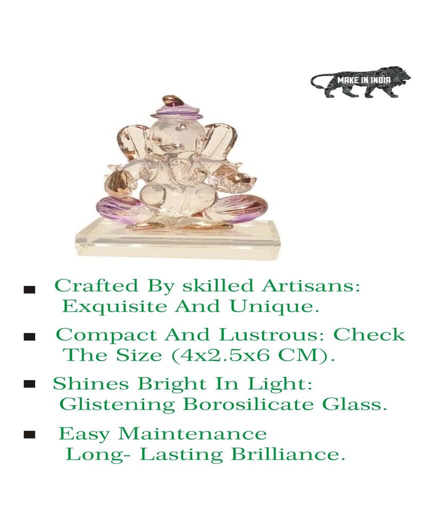 Ganesha Crystal Glass Showpiece | 2 x 1 x 3 inches