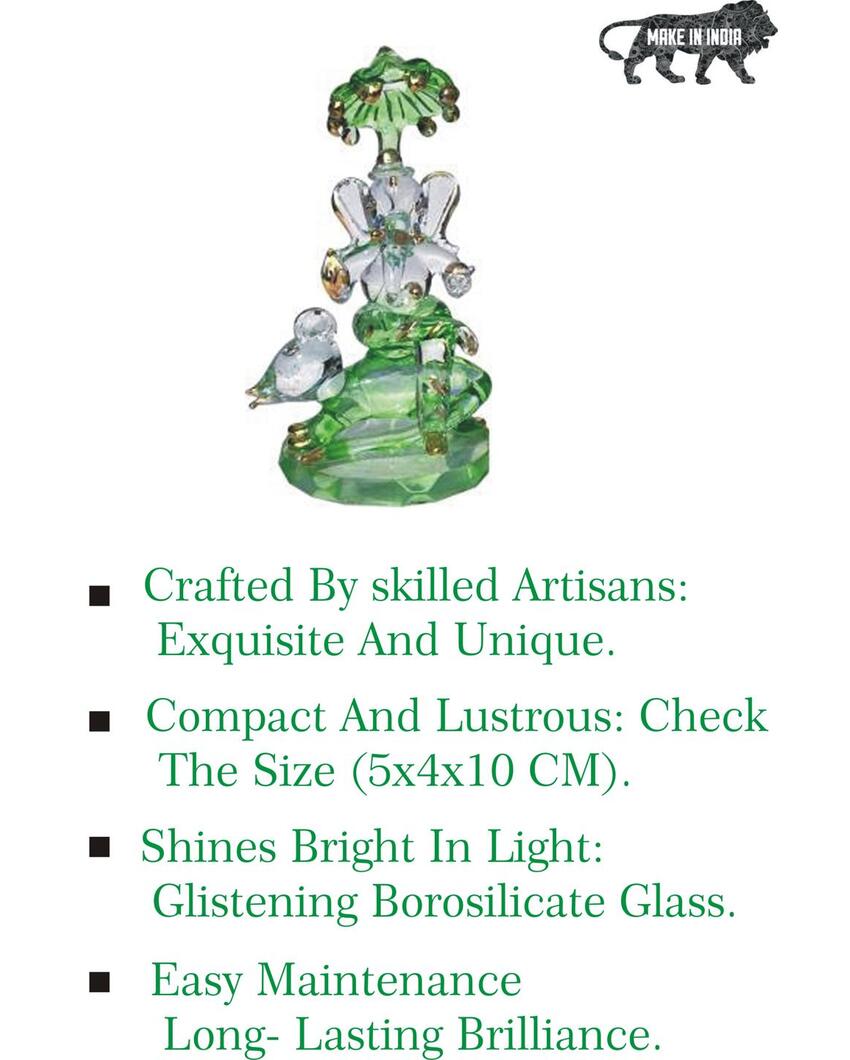 Regal Ganesha on Mushak Gold Polished Crystal Glass Showpiece | 2 x 4 inches