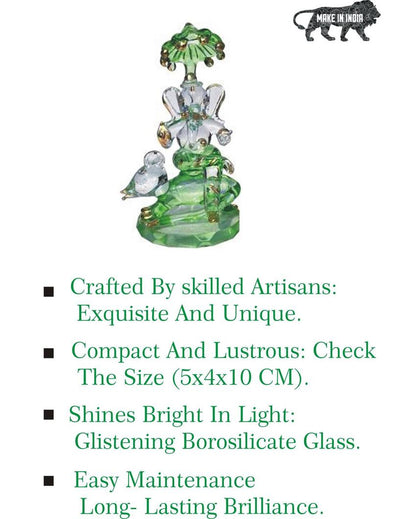 Regal Ganesha on Mushak Gold Polished Crystal Glass Showpiece | 2 x 4 inches