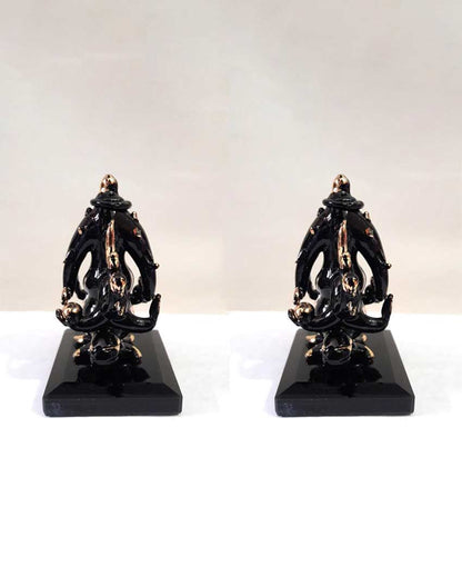 Ganesha Double Face Statue Gold Polished Crystal Glass Showpiece | Set of 2 | 2 x 3 inches