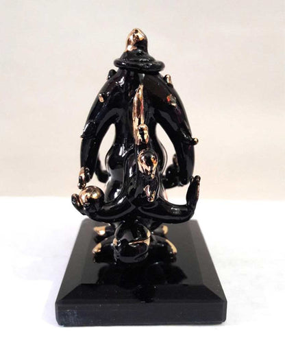 Ganesha Double Face Statue Gold Polished Crystal Glass Showpiece | Set of 2 | 2 x 3 inches