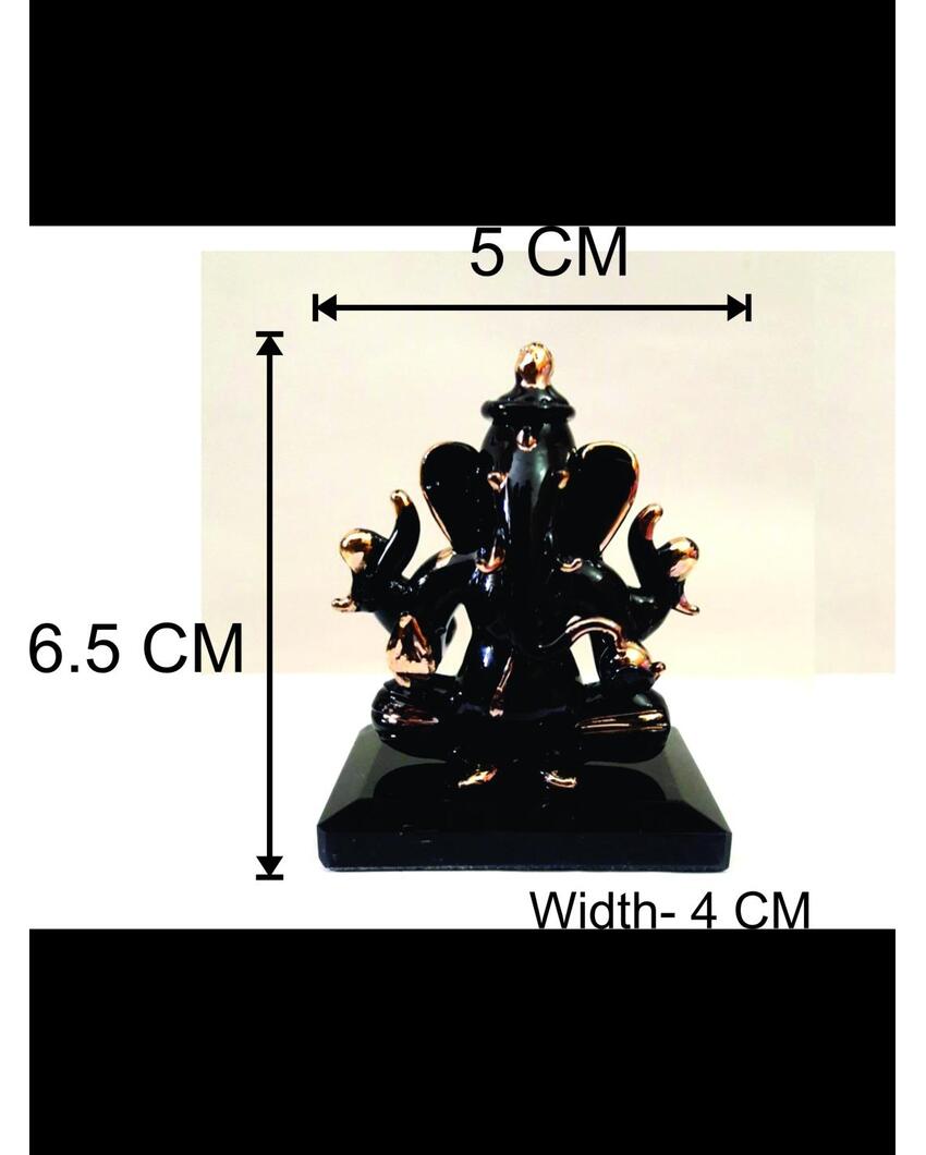 Ganesha Double Face Statue Gold Polished Crystal Glass Showpiece | Set of 2 | 2 x 3 inches