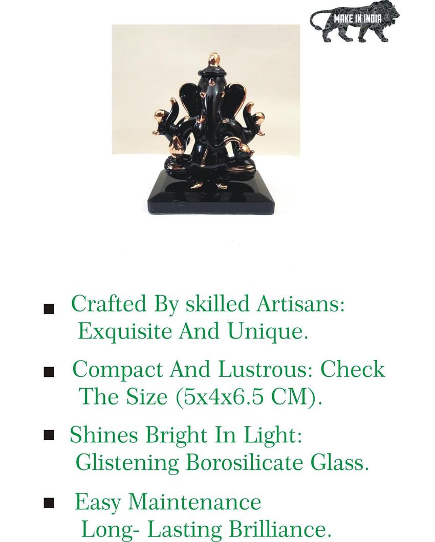 Ganesha Double Face Statue Gold Polished Crystal Glass Showpiece | Set of 2 | 2 x 3 inches