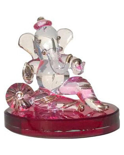 Serene Ganesha on Bolster Crystal Glass Showpiece | 3 x 2 inches