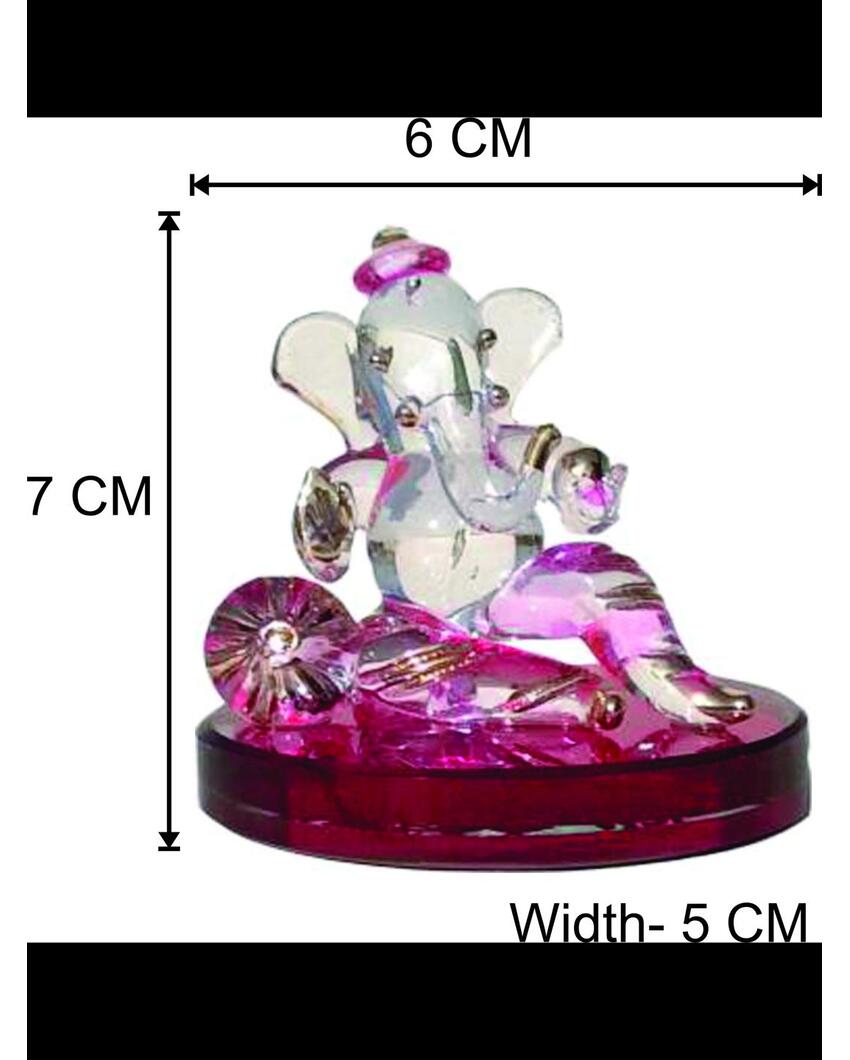 Serene Ganesha on Bolster Crystal Glass Showpiece | 3 x 2 inches