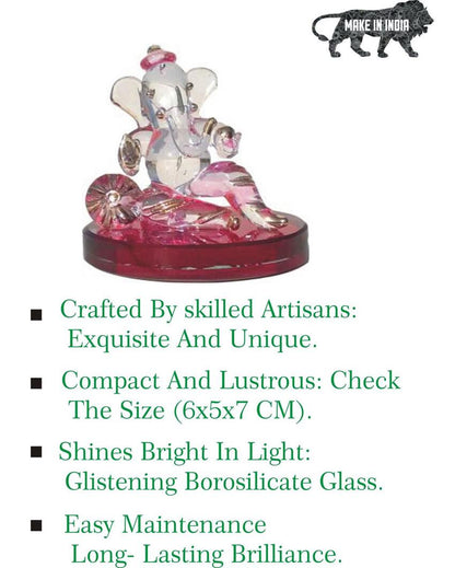 Serene Ganesha on Bolster Crystal Glass Showpiece | 3 x 2 inches