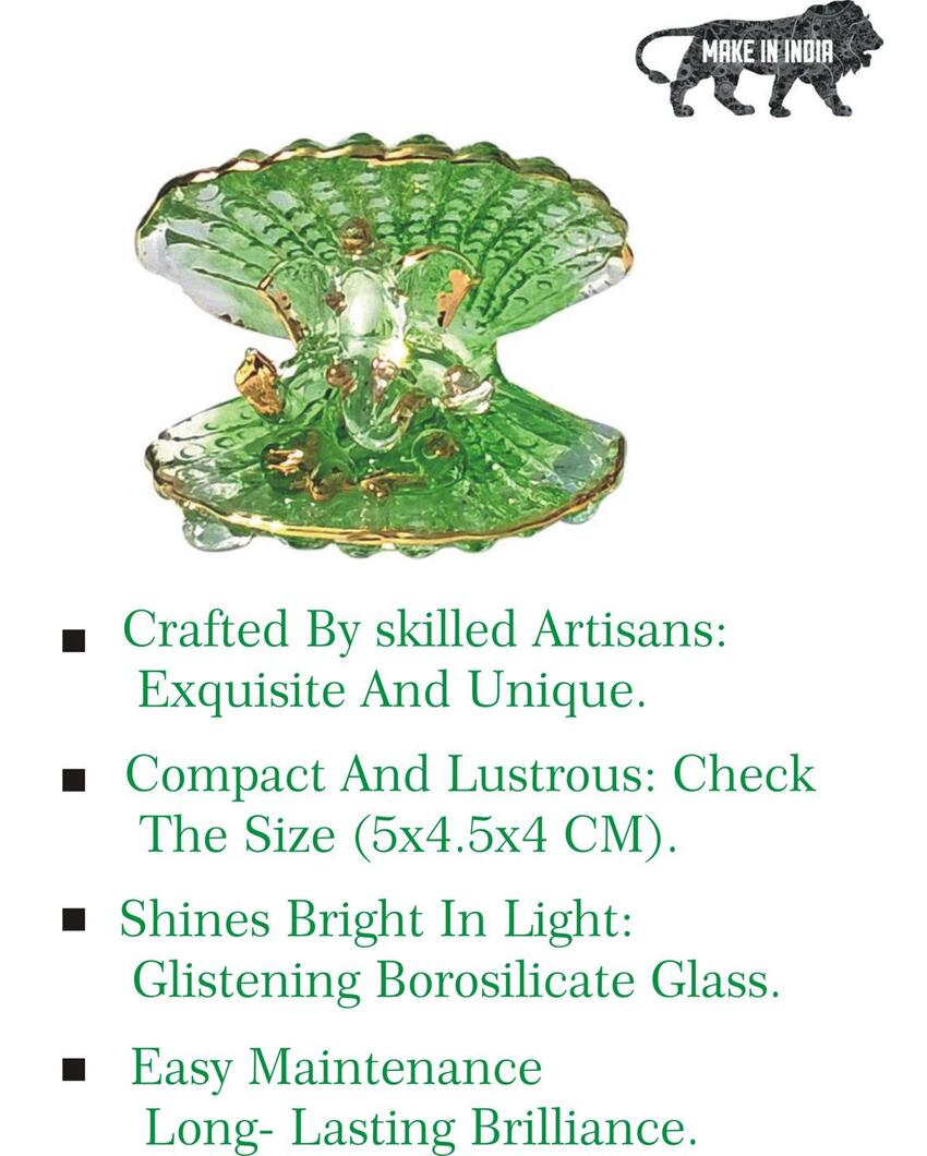 Graceful Ganesha in Seashell Crystal Glass Showpiece | 2 x 2 inches