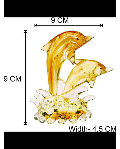 Dolphin Pair Crystal Glass Showpiece | 4 x 2 inches